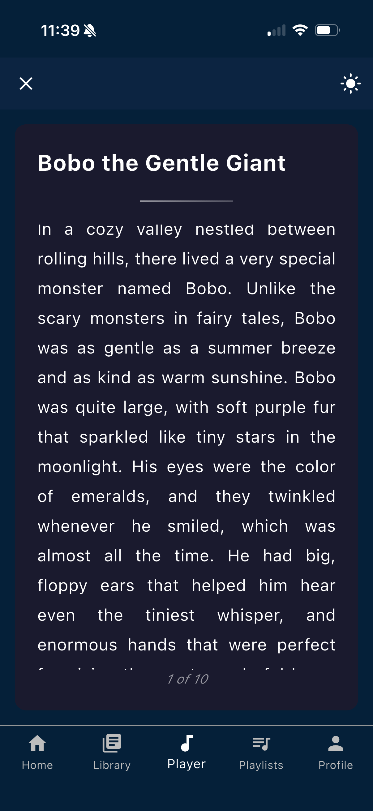 Bedtime Story App Home Screen